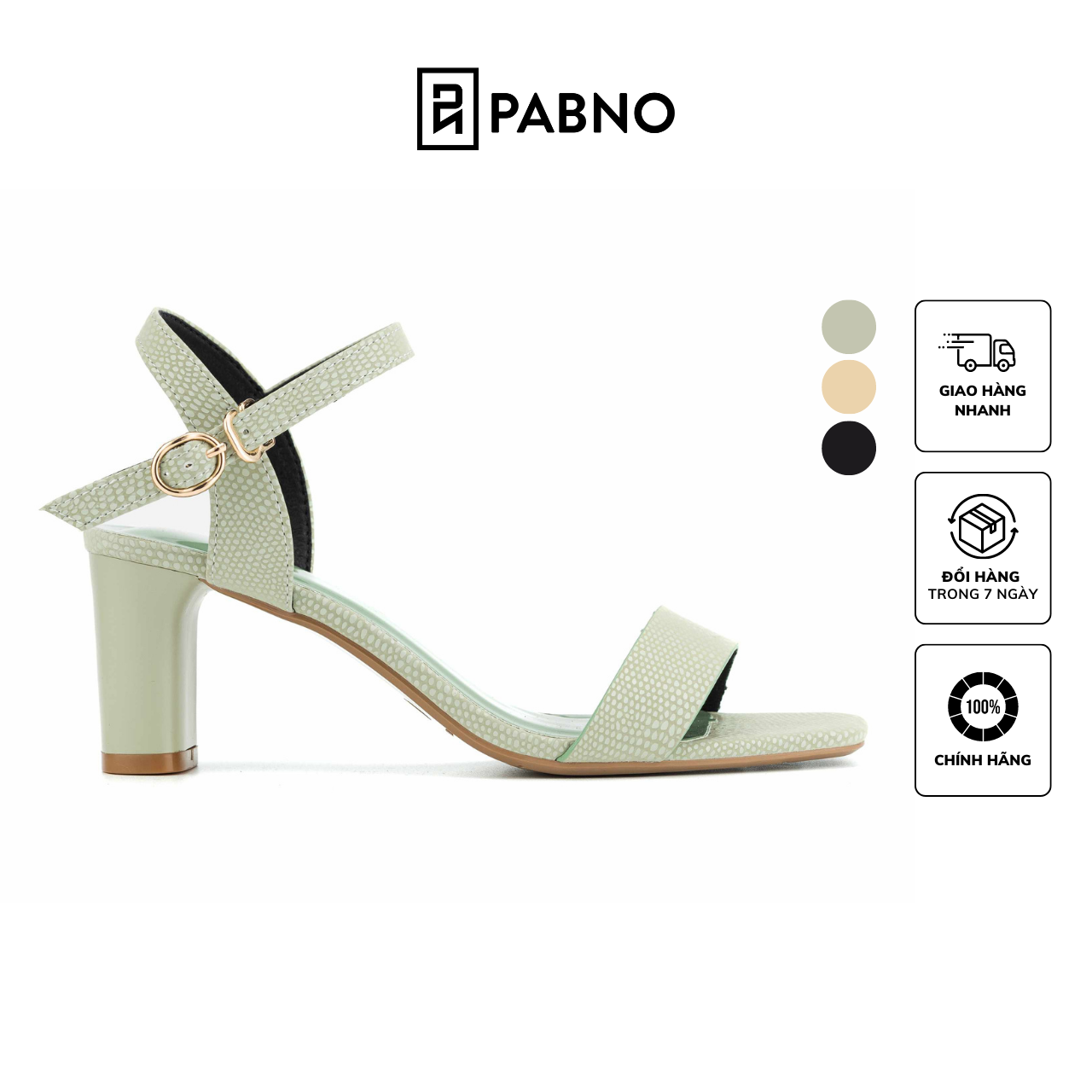 Giày sandal nữ PABNO PN475, Giày sandal cao gót nữ quai ngang rắn đi làm, giày cao gót nữ đẹp chính hãng
