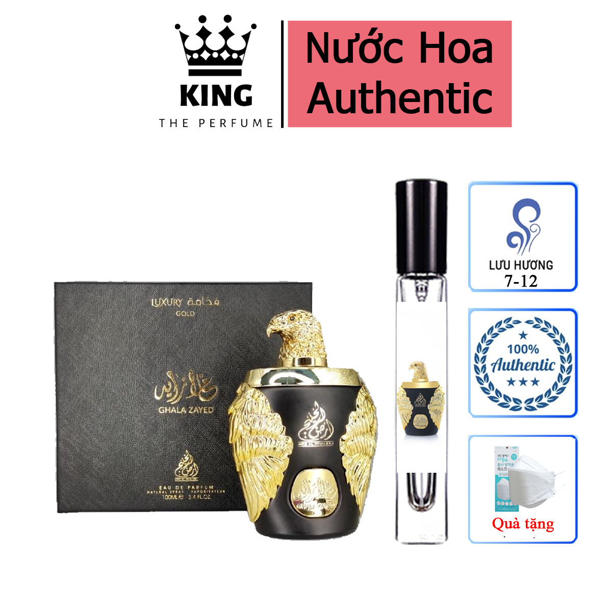Nước Hoa Nam 𝐆𝐡𝐚𝐥𝐚 𝐙𝐚𝐲𝐞𝐝 𝐋𝐮𝐱𝐮𝐫𝐲 𝐆𝐨𝐥𝐝/đại bàng vàng - nước hoa dubai, nước đại bàng gold, hương thơm sang trọng trưởng thánh, chai chiết 5-10-20ml