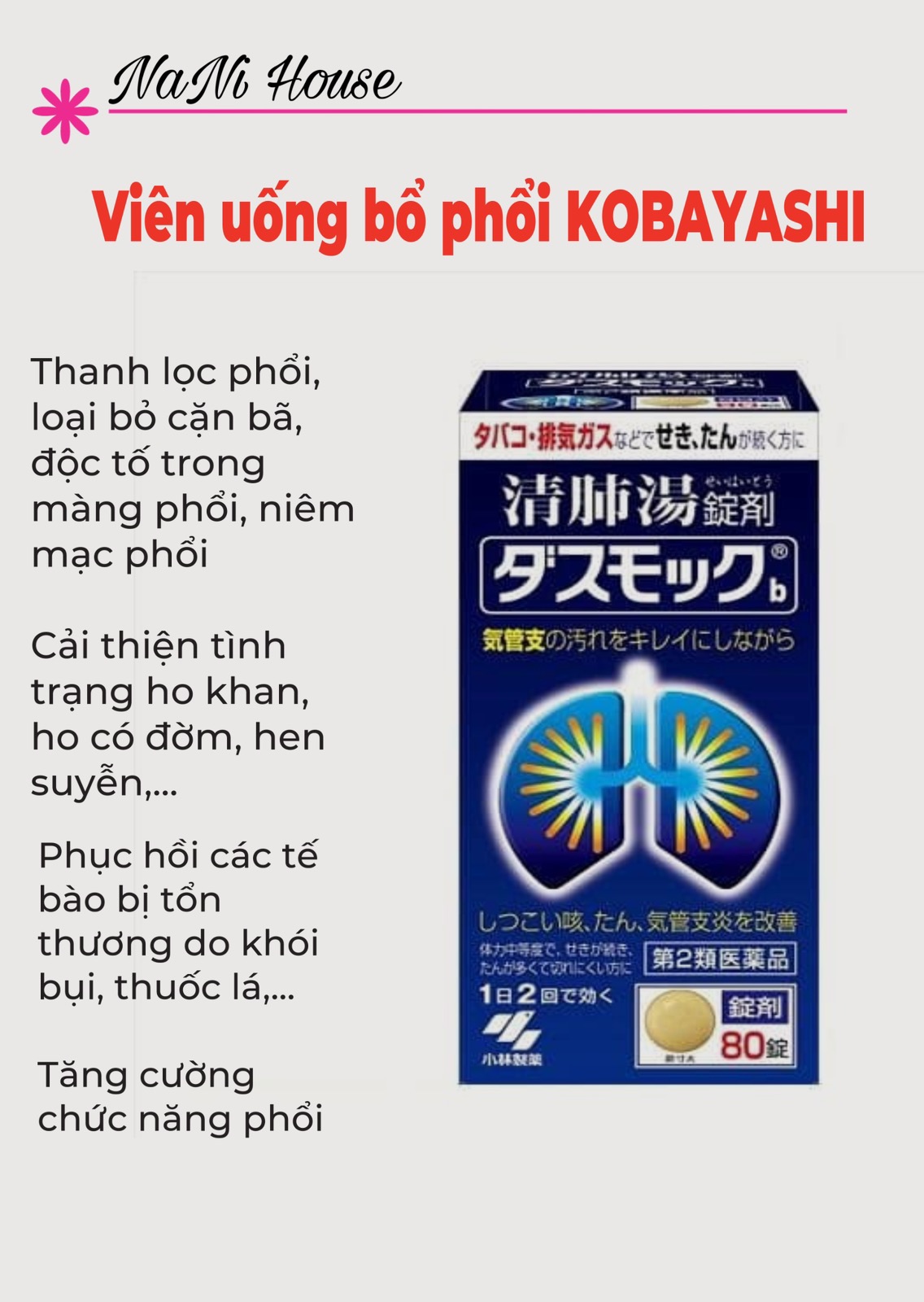 Viên uống bổ phổi KOBAYASHI Nhật Bản