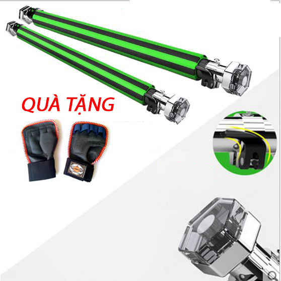 Xà Đơn Treo Tường 2020 Sọc Xanh (KT 83-130cm) Có Chốt Chống Xoay Thế Hệ Mới + Tặng Kèm Găng Tay