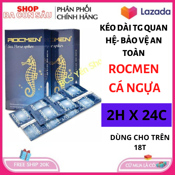 Combo 2 bao cao su Rocmen xanh xéo dài thời gian quan hệ + QUÀ TẶNG