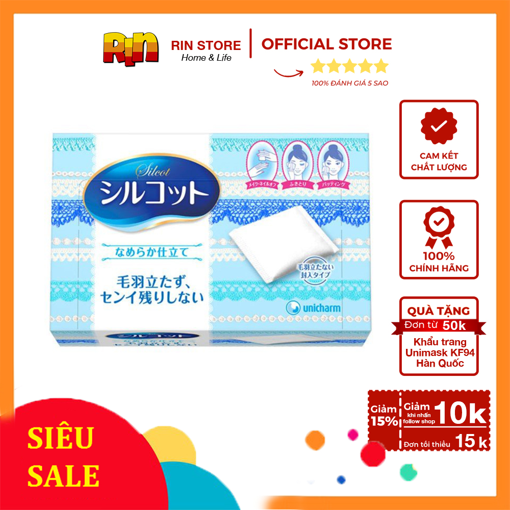 Bông Tẩy Trang Unicharm Silcot (Bán chạy-Best seller) - Hàng nội địa Nhật Bản