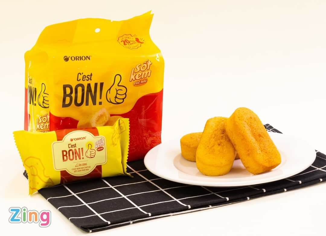 1 thùng = 10 bịch  Bánh ăn sáng nhân phô mai sợi thịt gà Cest Bon bánh bông lan gói 85g (5 bánh) - Đồ Ăn Vặt Giá Rẻ