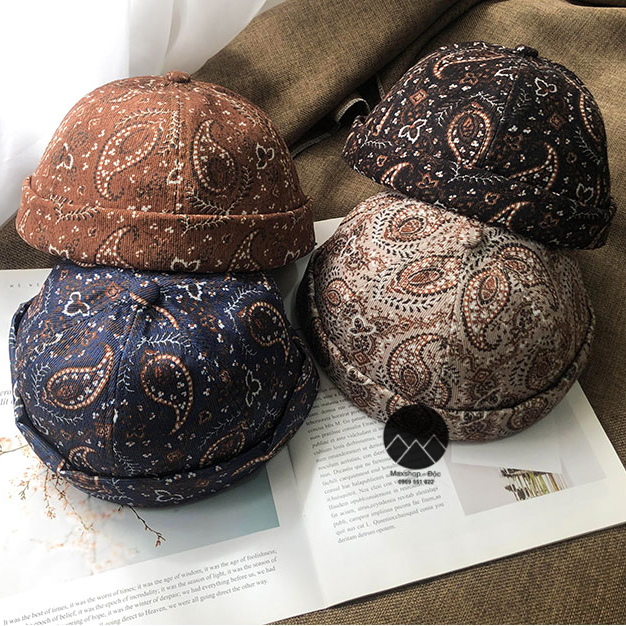 Mũ nồi miki hat, mũ không lưỡi trai, mũ thủy thủ không vành họa tiết hoa văn BOHO