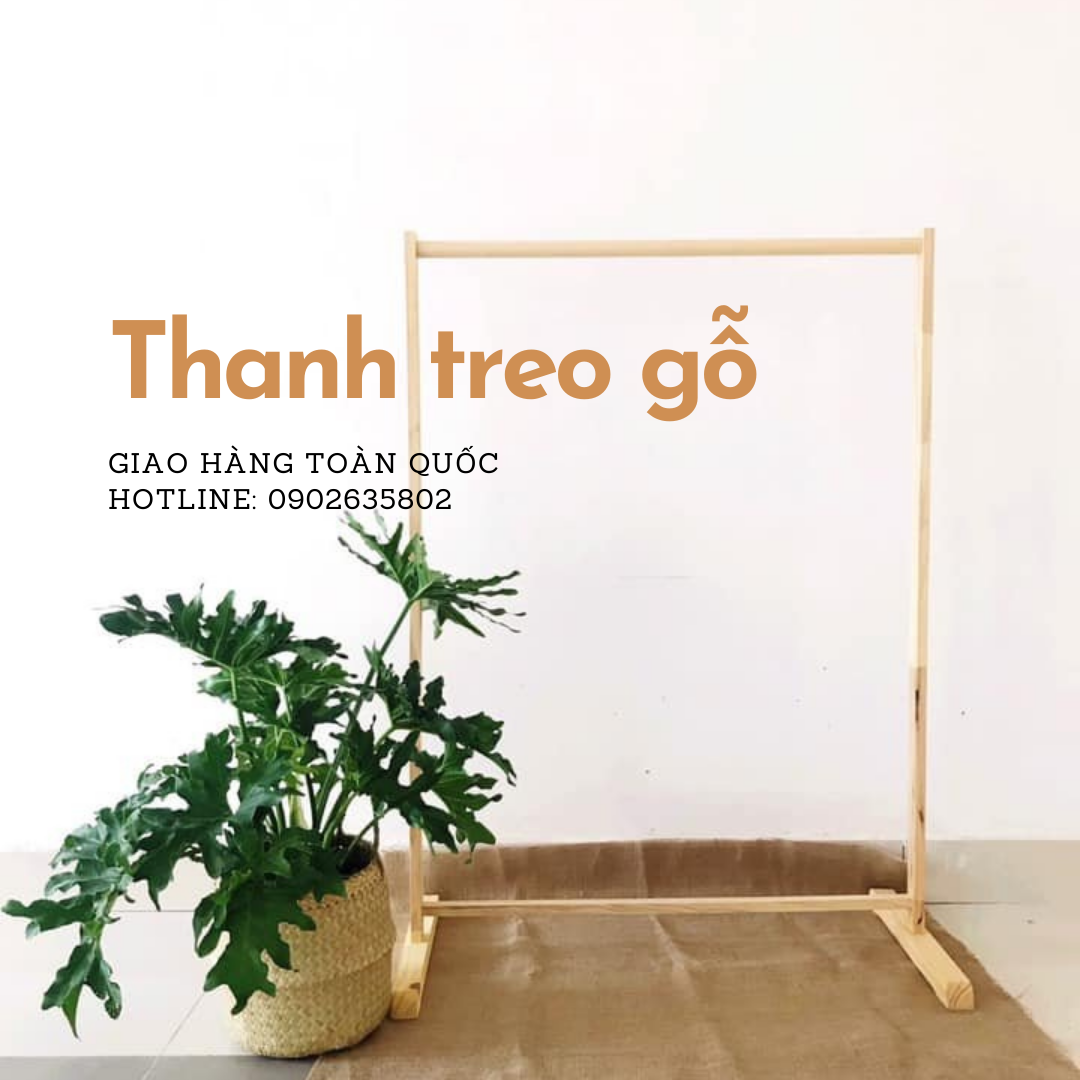 Thanh treo quần áo gỗ