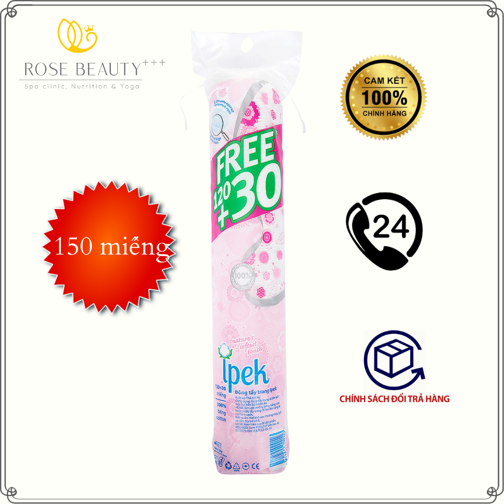 Bông tẩy trang ipek 150 miếng, bông tẩy trang ipek 80-150 miếng, bông tẩy trang 100% bông cotton tự nhiên, bông tẩy trang xịn