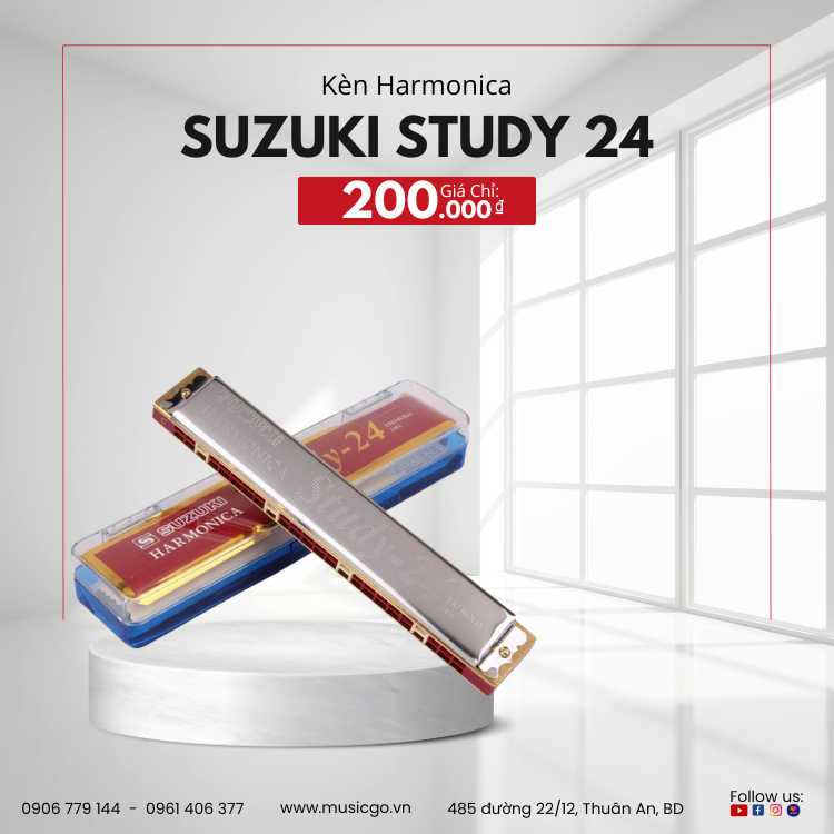 Kèn Harmonica Suzuki Study 24 lỗ Tremolo