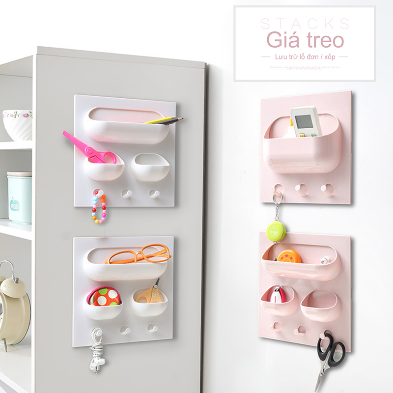 Giá lưu trữ nhà bếp, kệ treo tường, hộp lưu trữ treo tường phòng ngủ, giá lưu trữ, kệ, đấm lưu trữ（Ba lỗ）