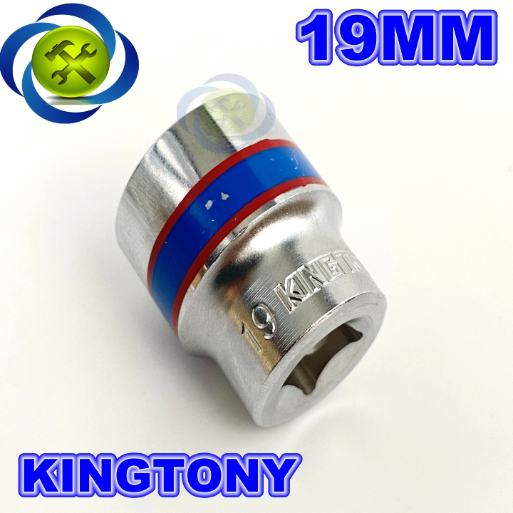 Tuýp 3/8 inch 19mm 6 cạnh màu trắng loại ngắn kingtony 333519m