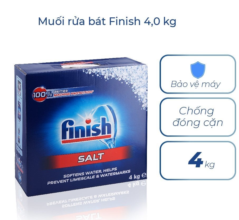 Muối rửa bát Finish loại 4kg  nhập khẩu EU + Tặng viên Finish dùng thử