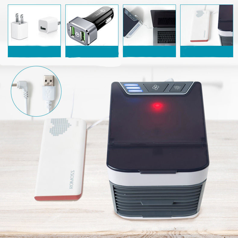 Quạt điều hòa phun sương hơi nước mini để bàn tạo độ ẩm tránh khô da có khay đựng nước và đá đa năng có thể xông tinh dầu - Máy Điều Hòa Hơi Nước Mini Phun Sương Cao Cấp Điều Hòa Không Khí