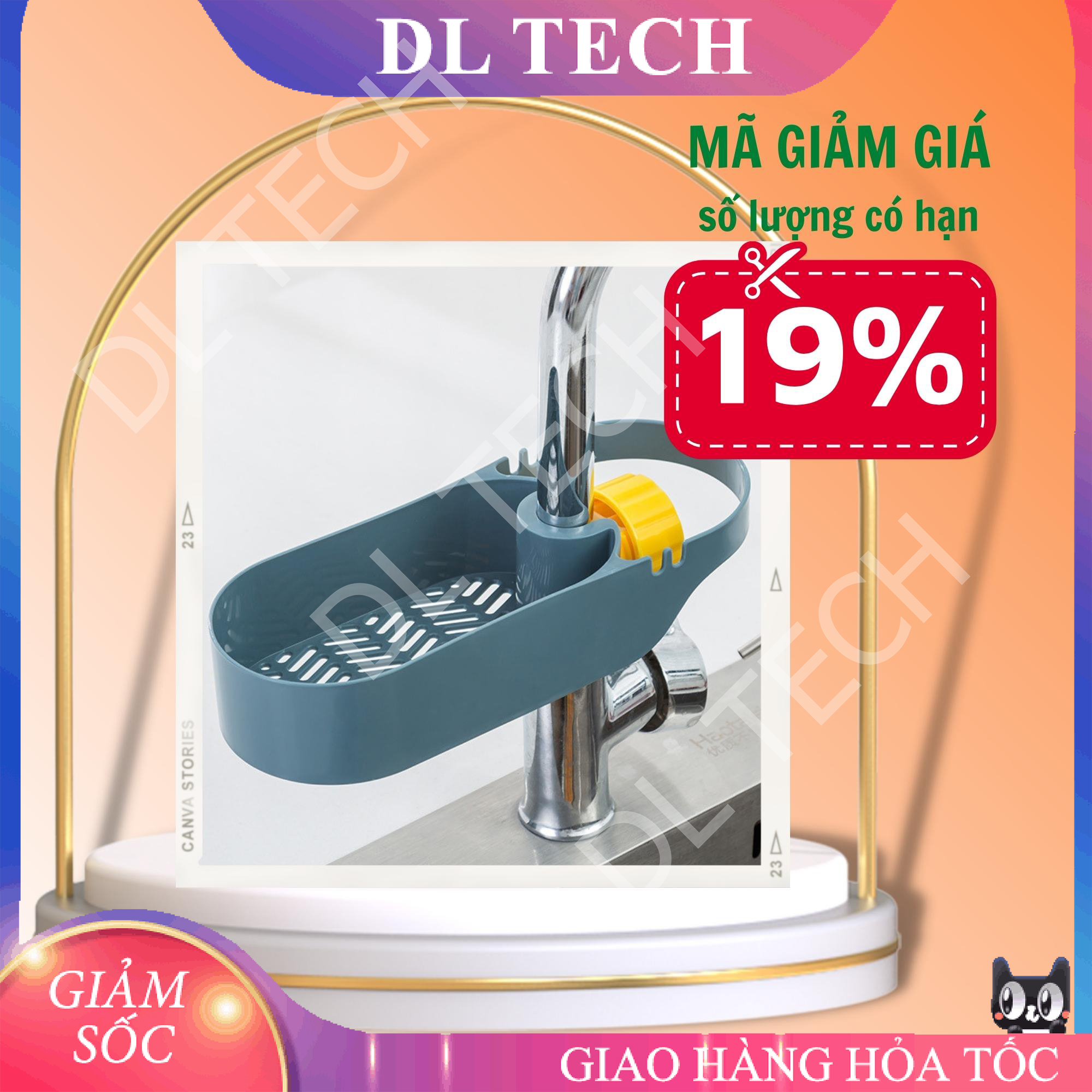 Kệ Để Đồ Rửa Chén Bát Đa Năng Có Chỗ Treo Khăn Thông Minh Khay Để Đồ Rửa Chén Bát KRB1 DL