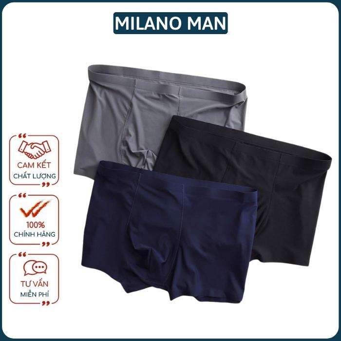 Quần sịp đùi nam milano Thun Lạnh Co Giãn 4 chiều, thoáng khí cao cấp, Quần sịp đúc không đường may, không viền