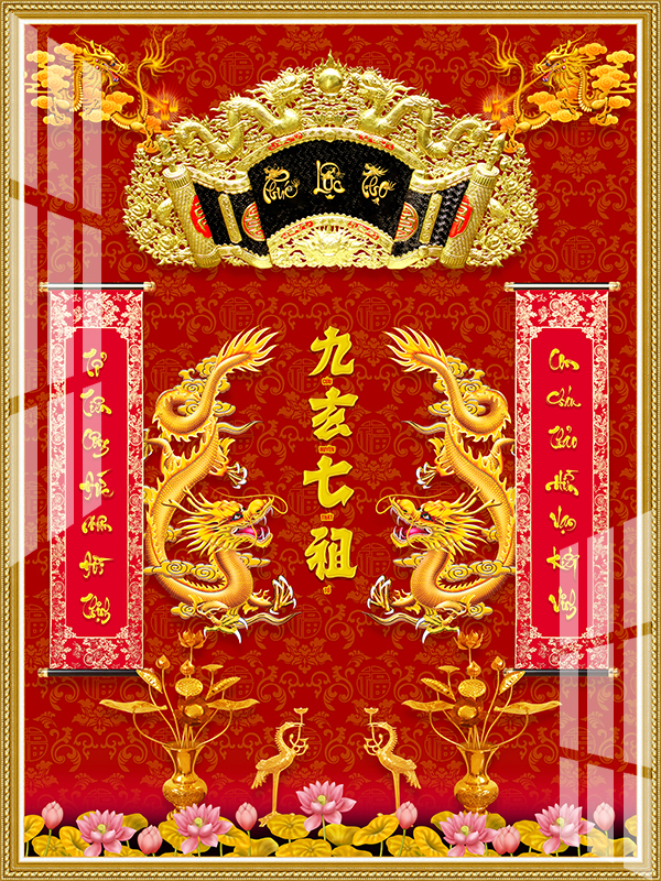 Tranh bóng kiếng treo tường trang trí bàn thờ phòng thờ Cửu Huyền Thất Tổ BKCHTT019 nhiều KT