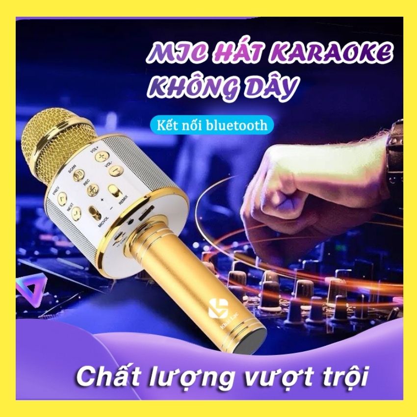 Mic Hát Karaoke Bluetooth Không Dây WS858 - Âm vang - Ấm - mic hát karaoke cầm tay mini