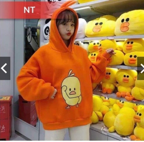 Áo hoodies nữ form rộng in hình gà con dễ thương chất đẹpk