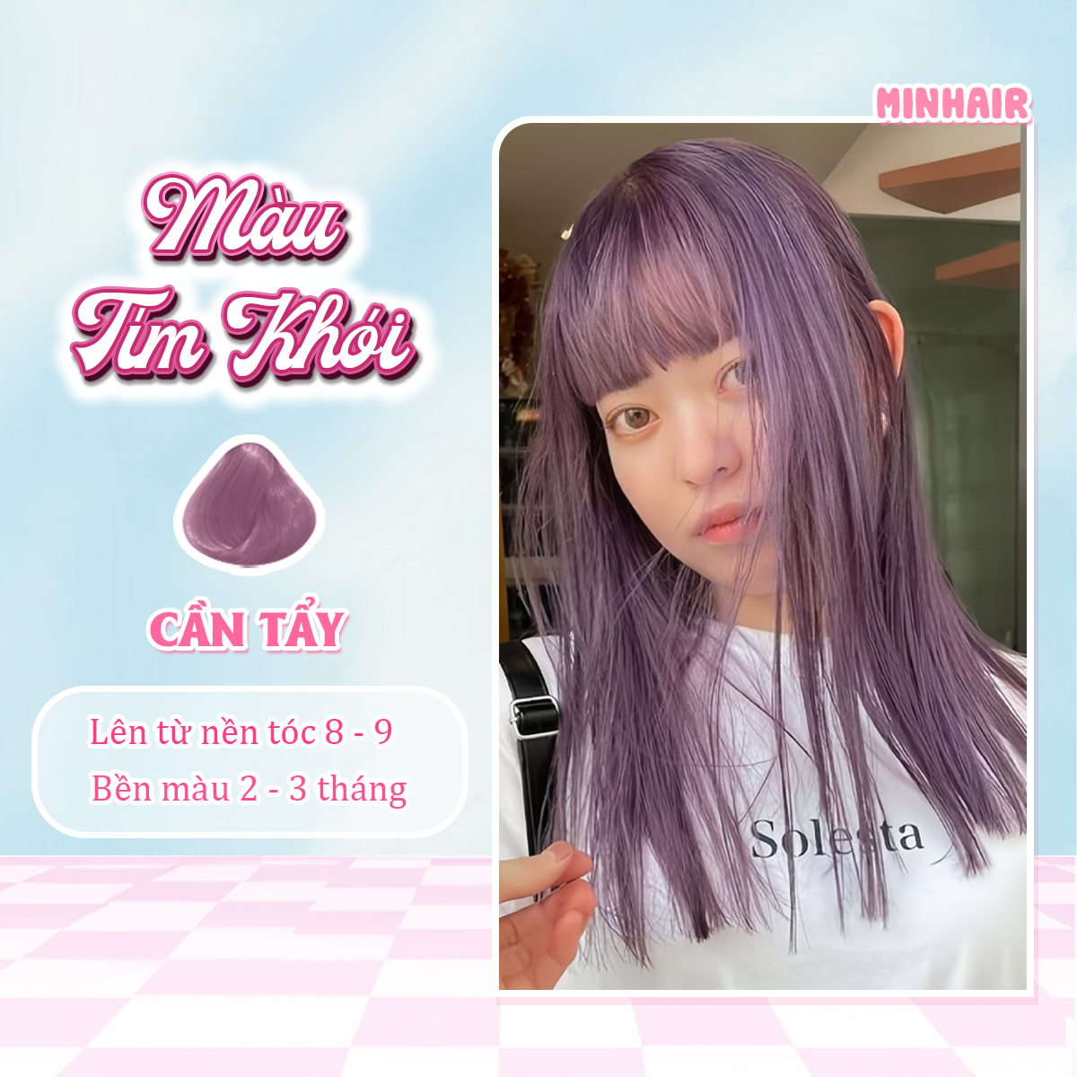 Thuốc nhuộm tóc Thuốc nhuộm tóc màu Tím Khói MIN.HAIR tặng kèm bao tay và oxy trợ dưỡng