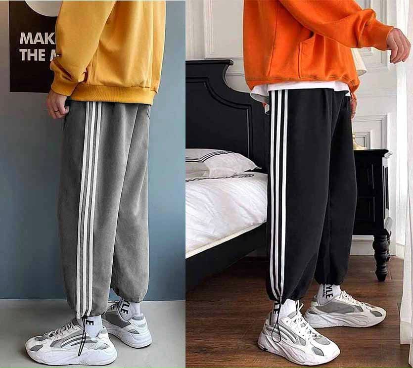 [HCM]Quần jogger thể thao Nam Nữ Unisex ống rộng 2 Màu Họa tiết 3 Sọc ( Dây Rút Chân )