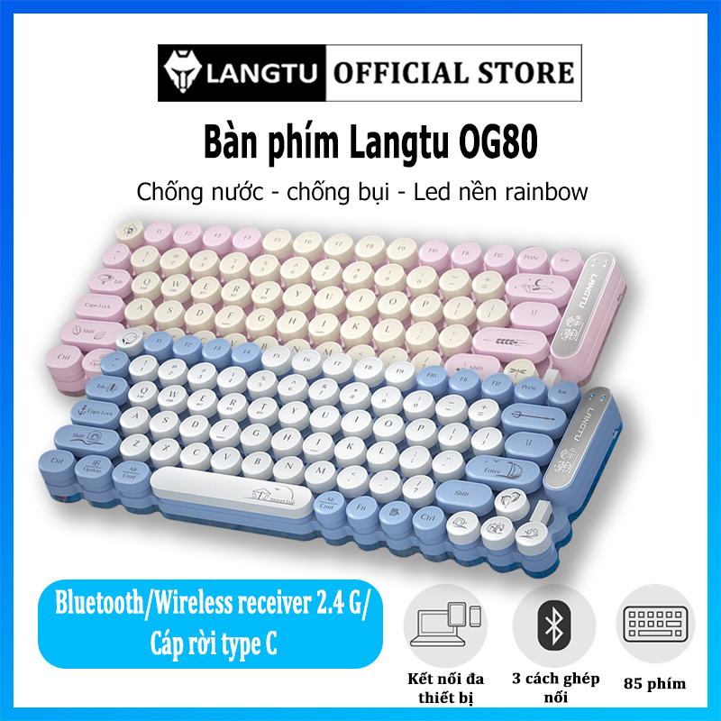 Bàn phím không dây langtu og80 gaming layout 80 phím chơi game văn phòng sạc pin có đèn led chống thấm nước d01