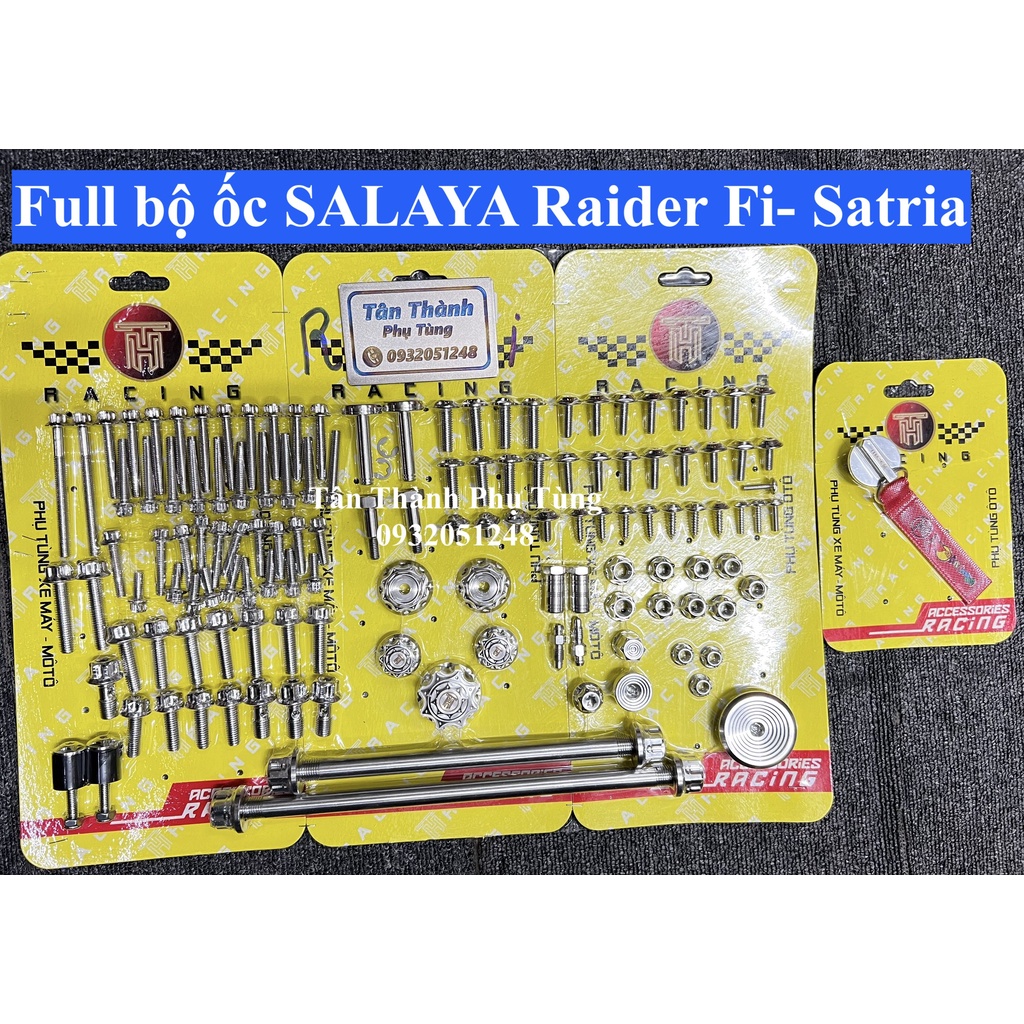Combo Full bộ ốc SALAYA Raider Fi, Satria : Ốc áo, cốt, dàn chân, tán,ốc lốc máy, ốc nhớt,...