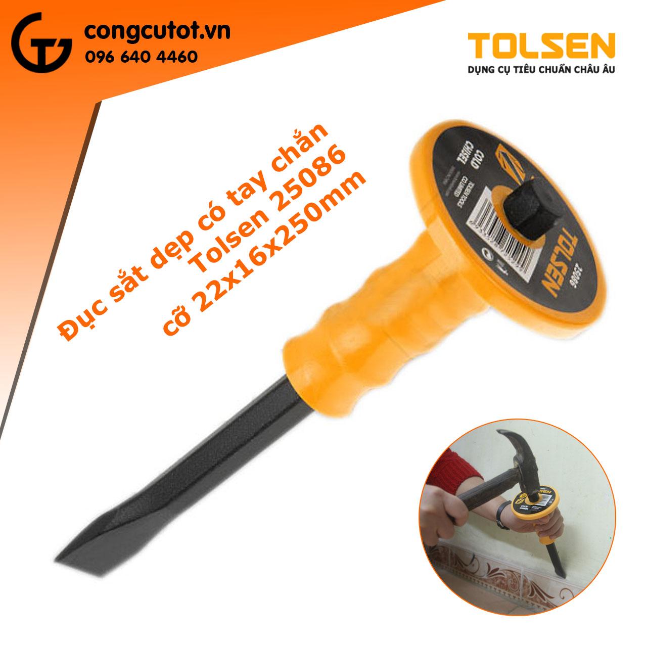 Đục sắt nhọn, sắt dẹp có tay chắn Tolsen - dài 250mm, 300mm