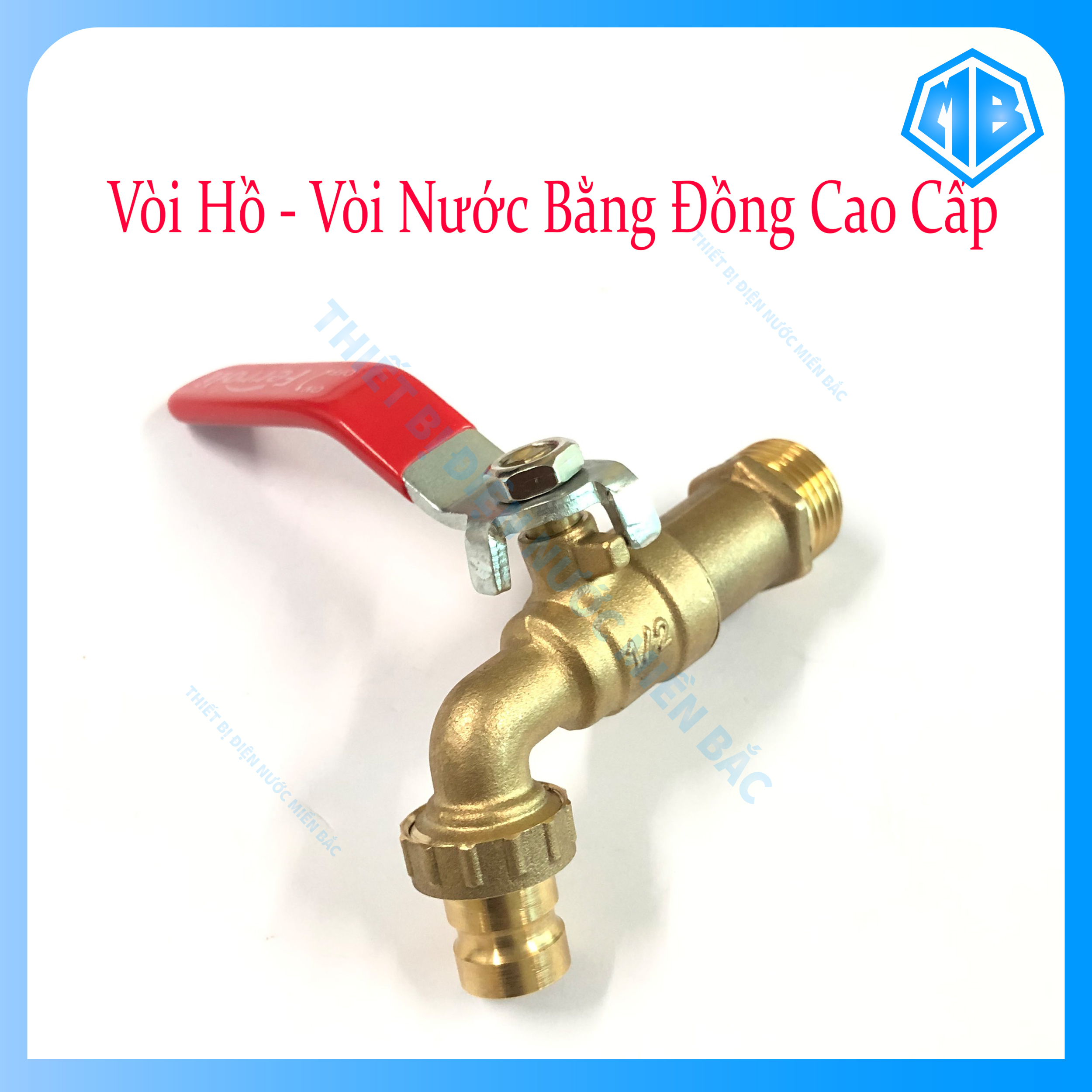 Vòi hồ vòi nước đồng thau cần gạt đỏ phi 21 / phi 27 giá tốt - hà nội