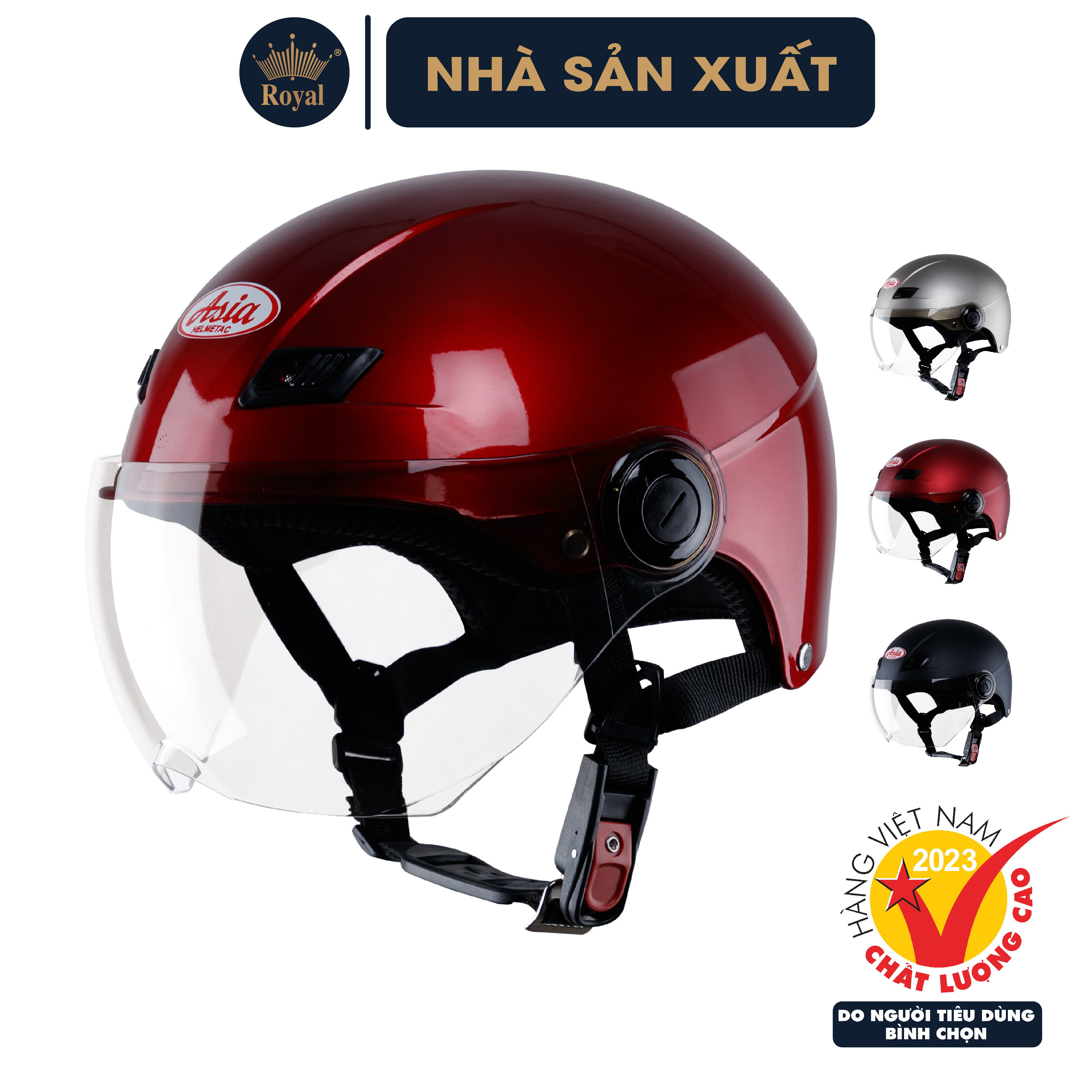 Nón bảo hiểm có kính -asia mt-106k - hàng chính hãng, bảo hành 1 năm