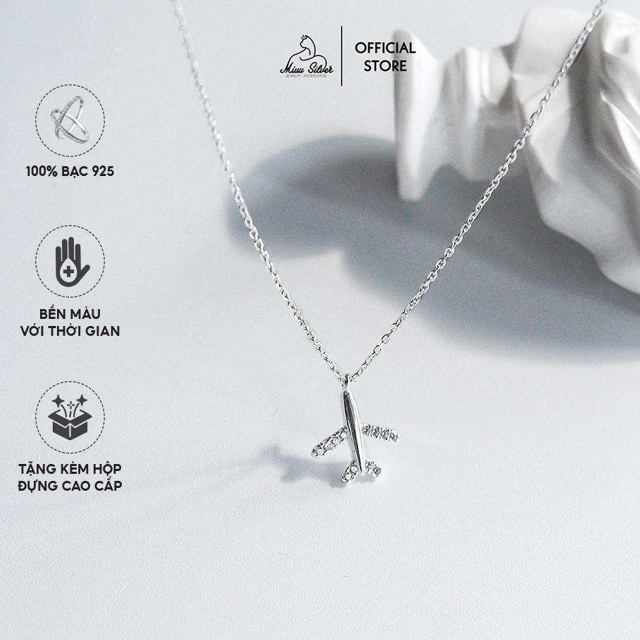 Dây chuyền bạc Miuu Silver máy bay đính đá Airplane Necklace