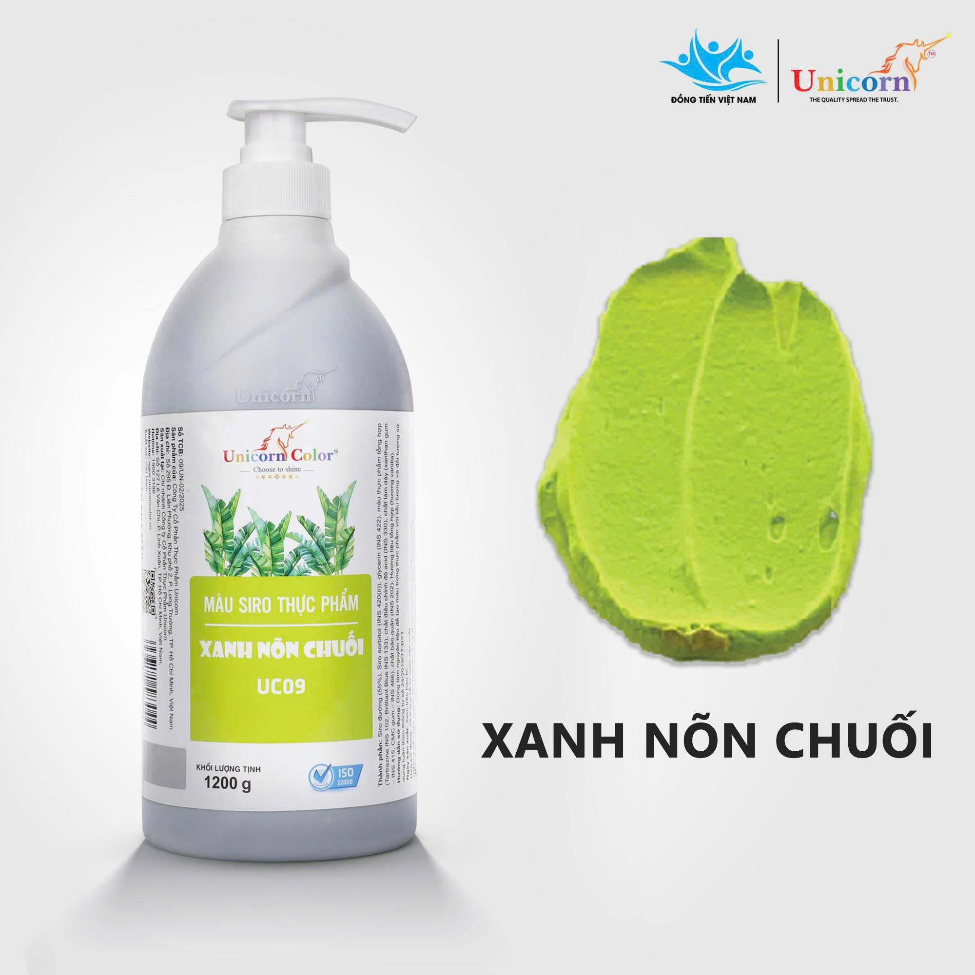 [Chai 1200g] Màu Siro Thực Phẩm Unicorn - Xanh Nõn Chuối