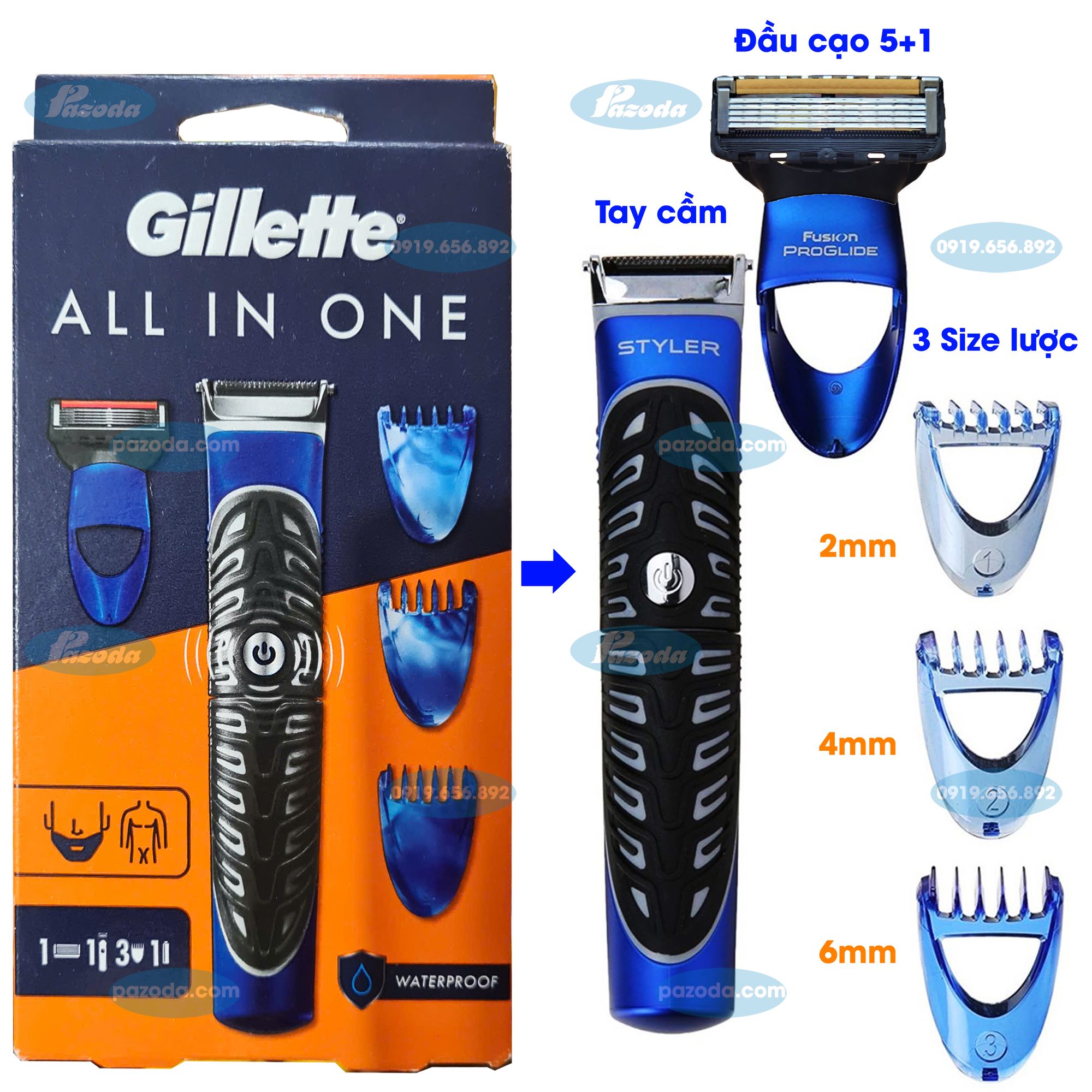 Máy cạo tỉa râu Gillette Fusion Proglide Styler 3 in 1 (Tông đơ cạo râu, cắt tóc, cạo đầu)