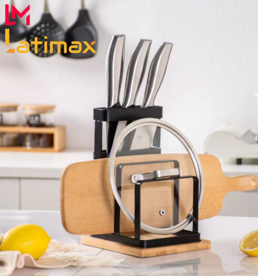Kệ để dao thớt nhà bếp thép không gỉ sơn đen tĩnh điện Latimax chống han gỉ, bền chắc và sang trọng