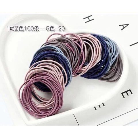 [DÀY DẶN] SÉT 100 SỢI THUN CỘT TÓC CAO CẤP - SÉT 1 BỊCH 100C THUN CỘT TÓC MIX 5 MÀU KÈM TÚI ZIP TIỆN LỢI