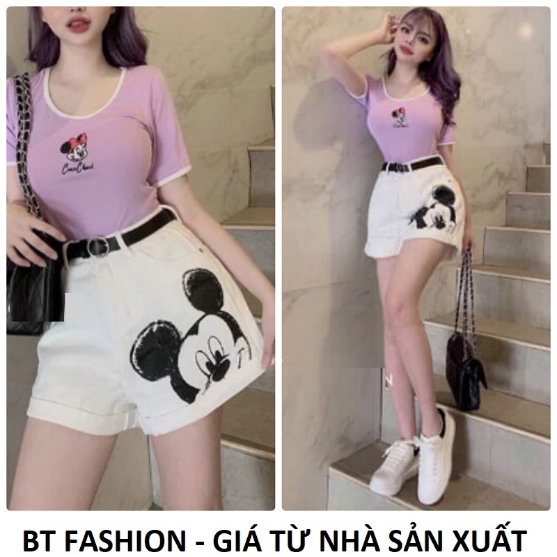 Quần đùi sọt nữ kaki coton co dãn thời trang - bt fashion
