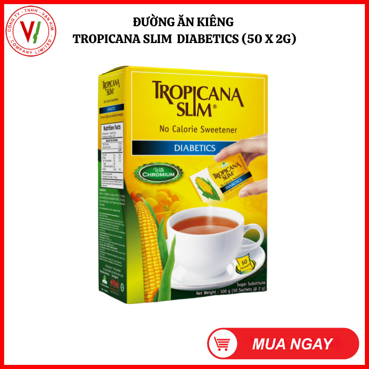 [HCM]Đường bắp ăn kiêng được bổ sung thêm ChromiumTropicana Slim No Calorie Sweetener Diabetics 100g (50 x 2g) - Thích hợp cho người ĂN KIÊNG người bệnh TIỂU ĐƯỜNG người BÉO PHÌ người muốn KIỂM SOÁT CÂN NẶNG