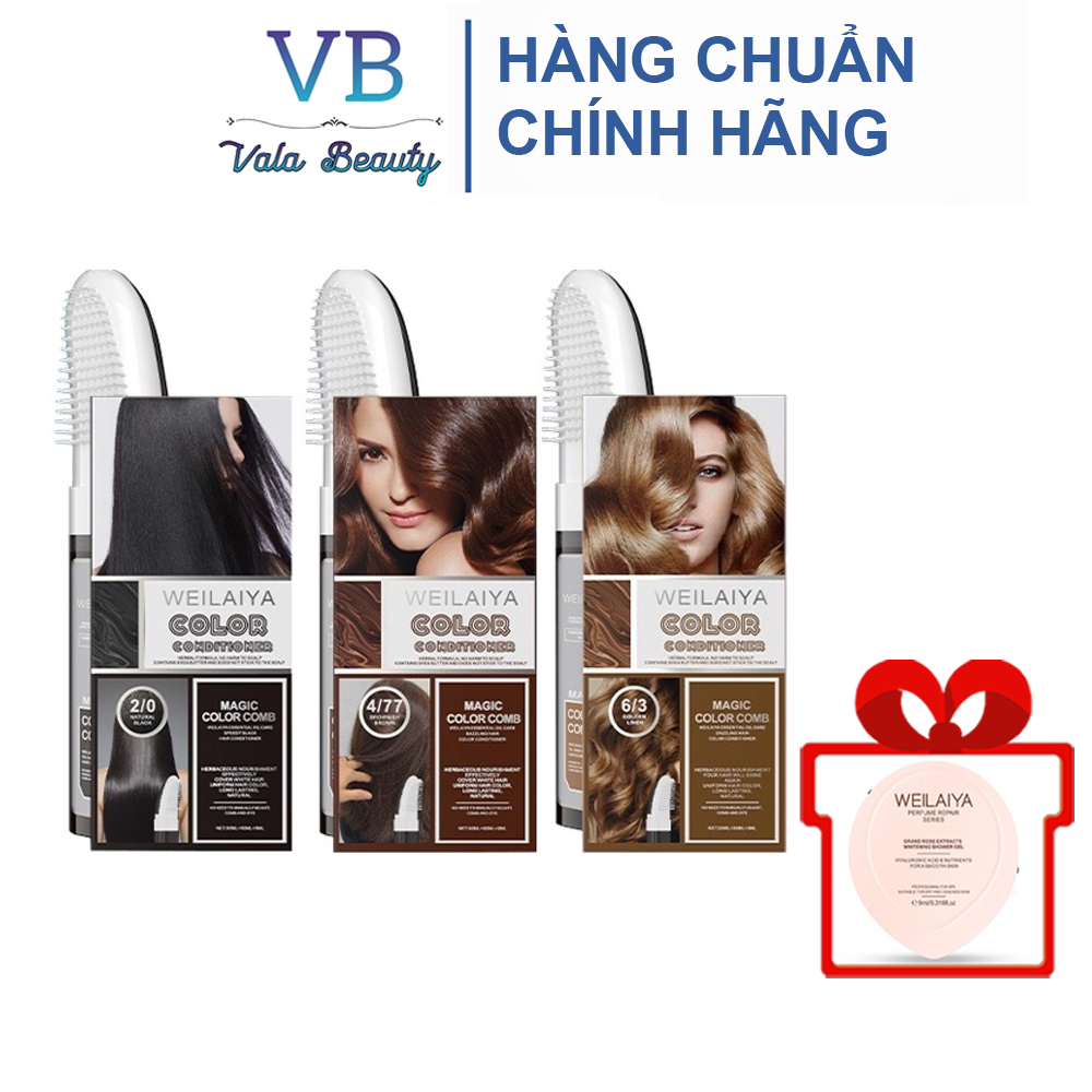 Dầu gội phủ bạc thảo dược Weilaiya 100ml, thuốc nhuộm tóc phủ bạc màu đen nâu vàng Vala Beauty dưỡng tóc bền màu chắc khỏe