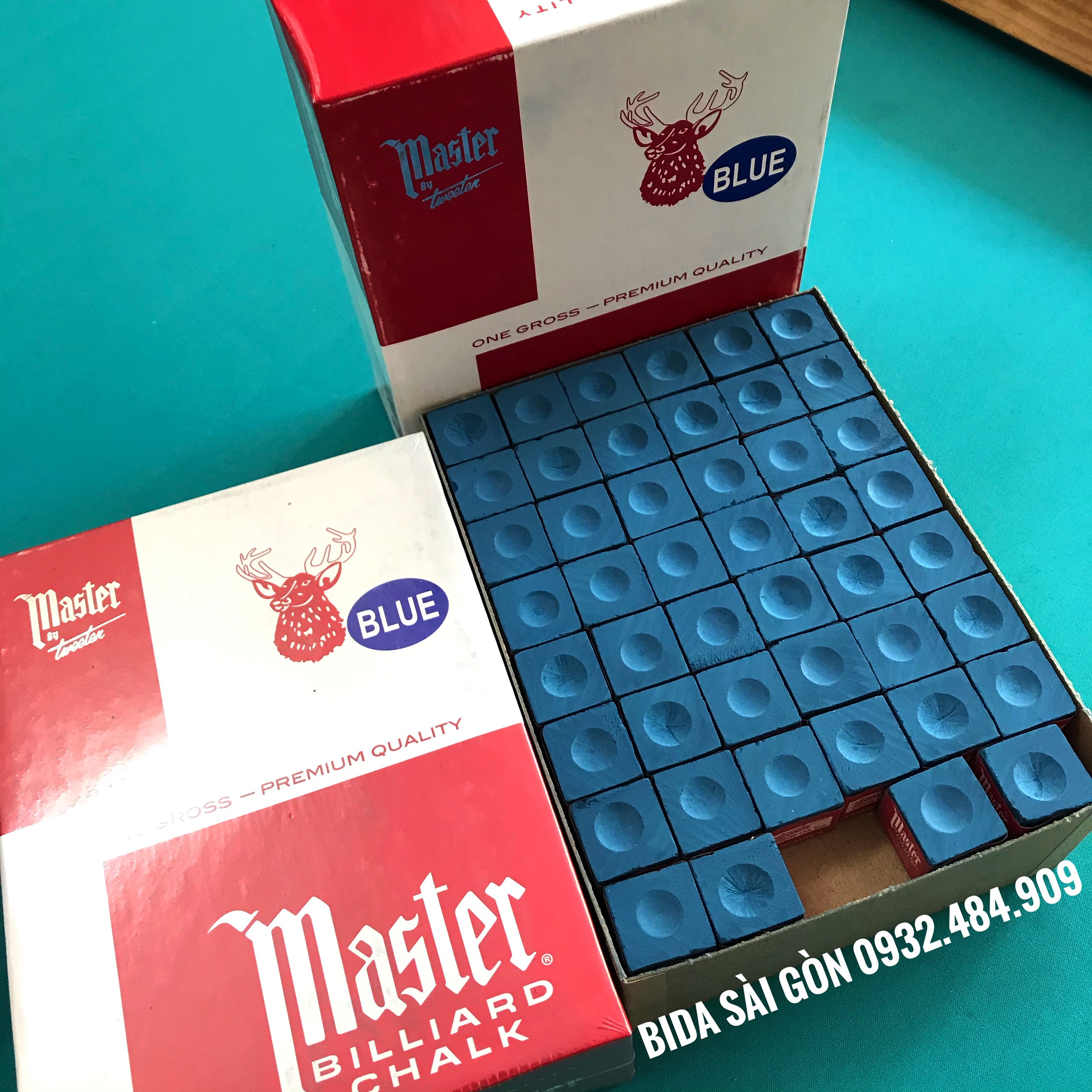 Lơ xanh master billiard chalks 1 hộp 144 viên