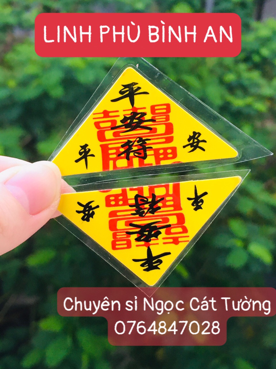 Linh phù tam giác bình an để bóp ví - đã chú