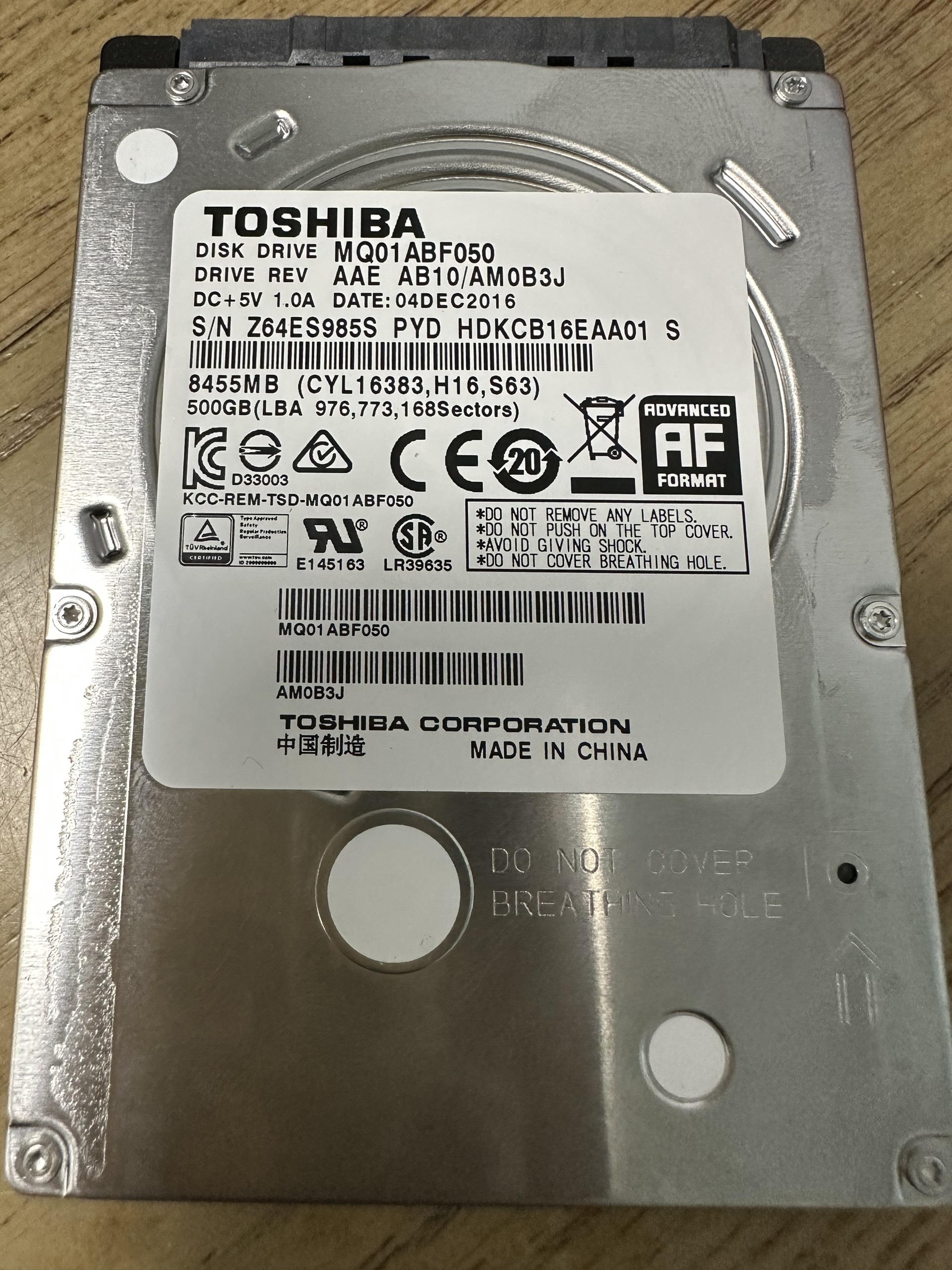 Toshiba 2 5 500Gb SATA III 8 Mb 5400 rpm MQ01ABF050