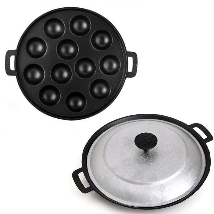 Giá Đặc Biệt Khuôn Làm Bánh Khọt Chống Dính 12 Lỗ Chống Dính Kèm Nắp Nhôm.