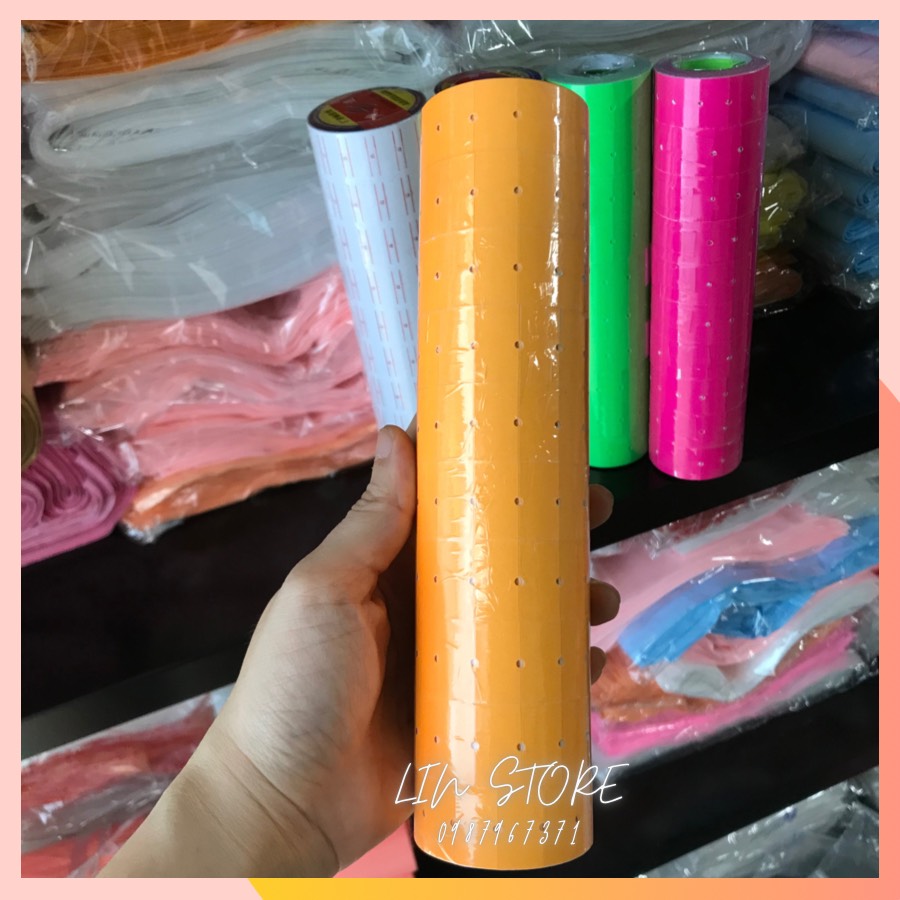 Tem dán giá đủ màu lin store - tem máy bắn giá