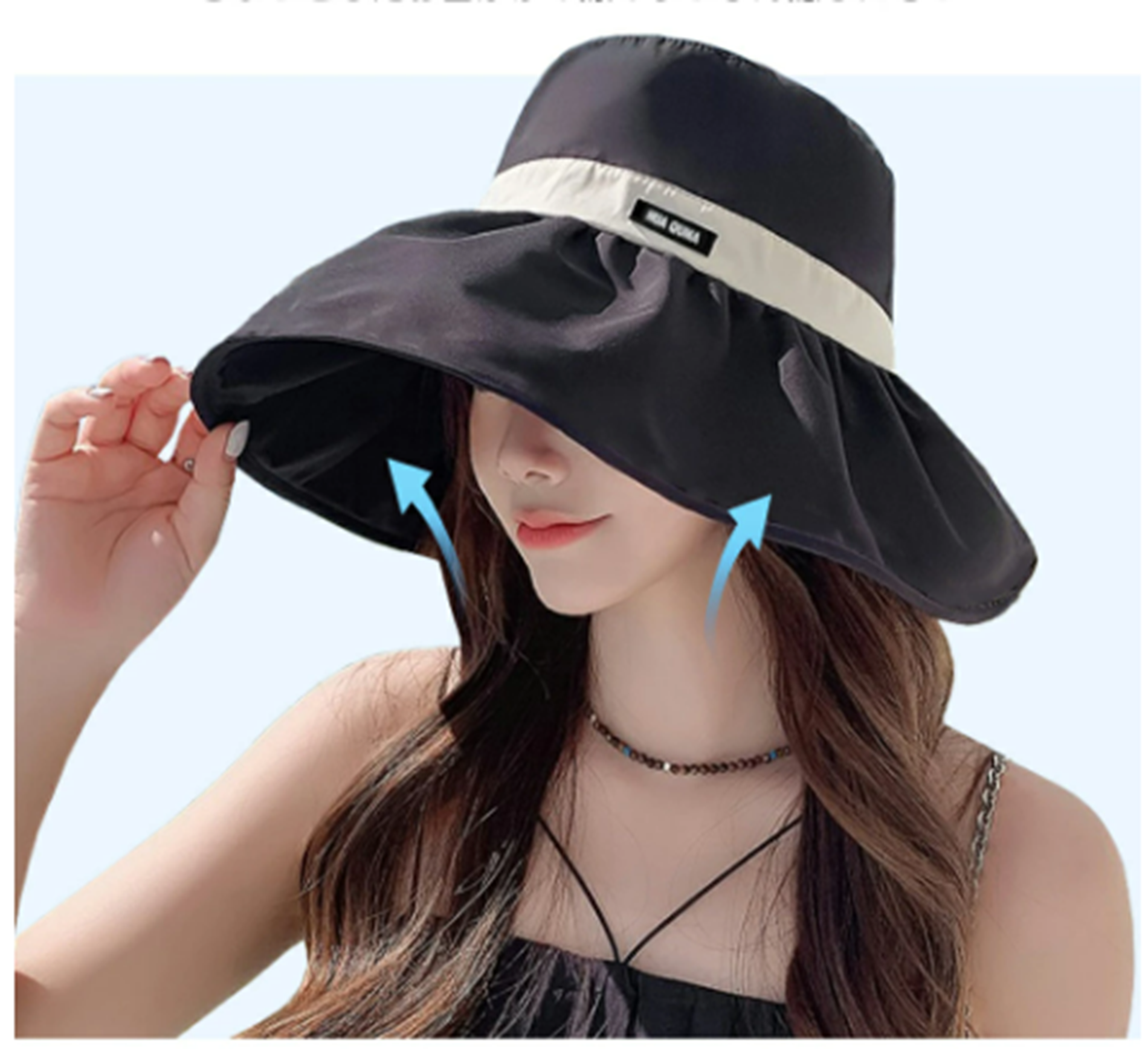 Mũ chống nắng Mũ đi biển chống tia UV Phong cách mới Mặt nhỏ Mũ chống nắng mùa hè Mũ vành lớn nhẹ 100% Cotton