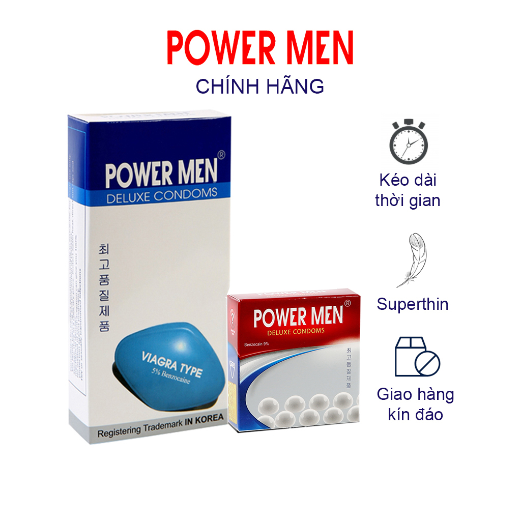 [Freeship] Combo Bao Cao Su POWER MEN Viagra Hộp 12 Chiếc - Bao cao su siêu mỏng kéo dài thời gian POWER MEN Viagra Condoms 12s + Tặng Hộp 3 chiếc bcs chống xuất tinh sớm