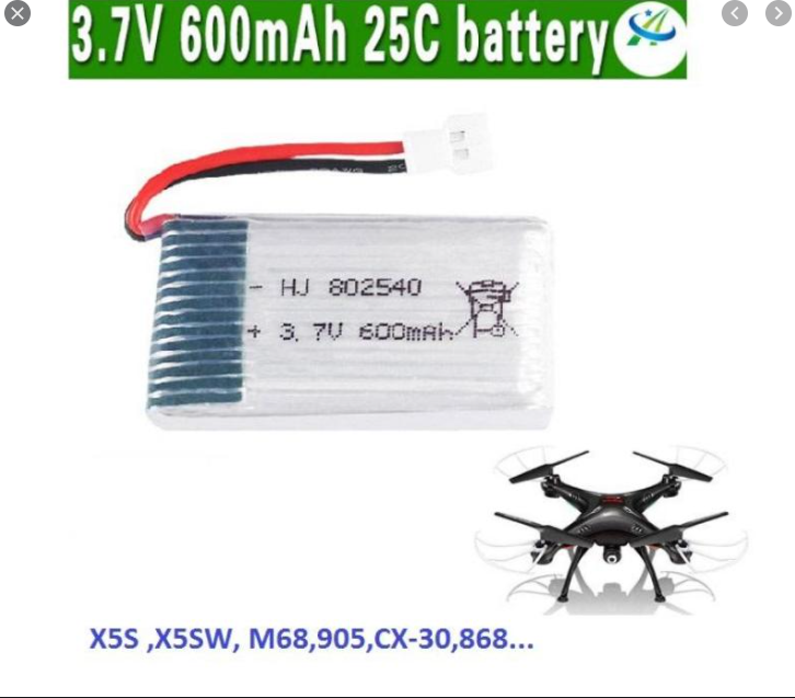 Pin Sạc 3.7V 600mah xả 25c máy bay điều khiển từ xa