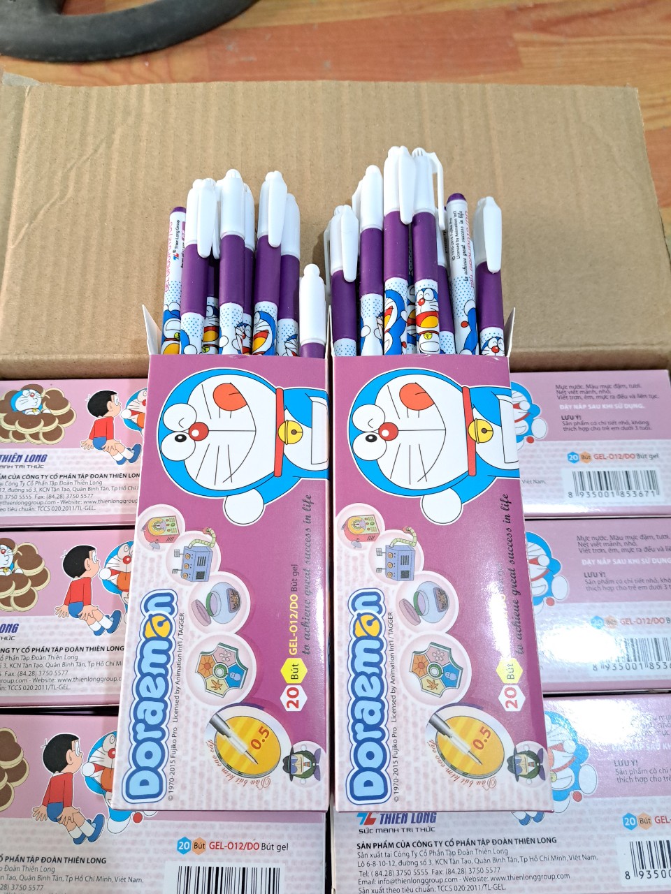 Combo 02 hộp 40 cây bút gel doremon mực tím ngòi 0,5mm