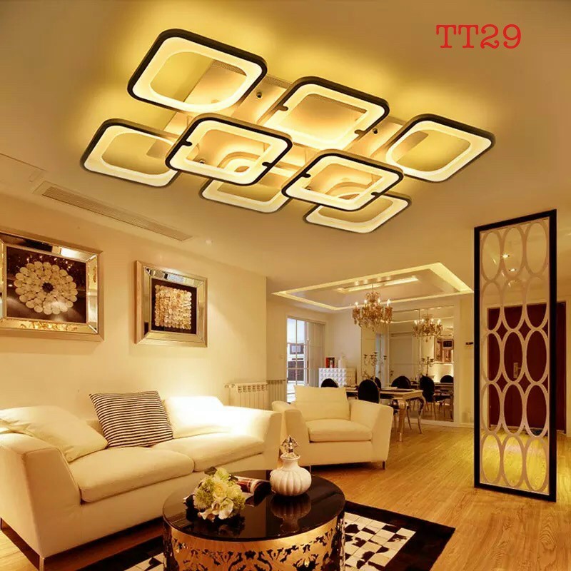 Đèn Led Ốp Thả Trần Hình Chữ Nhật Điều Khiển Từ Xa Phân Tầng 3 Chế Độ Ánh Sáng Trang Trí Phòng Khách,Ngủ Thích Hợp Cho Các Căn Hộ Trần Thấp,Thạch Cao