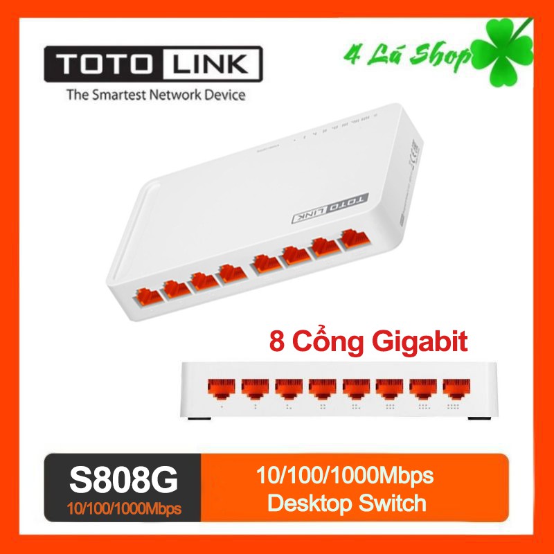 Cổng chia mạng switch 8 port gigabit totolink 10/100/1000mbps s808g - bảo hành 2 năm chính hãng