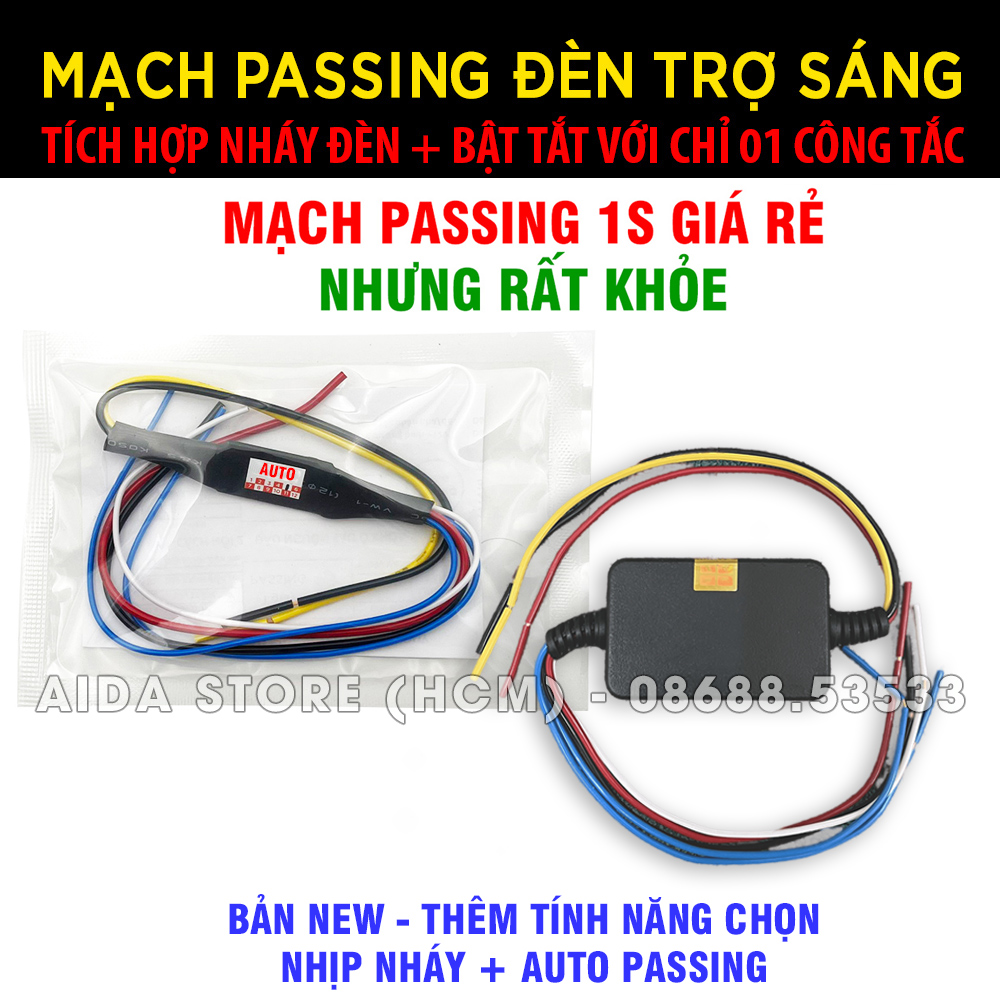 NEW - Mạch nháy Auto passing 1s chớp kép tốc độ cao kiêm BẬT TẮT đèn trợ sáng