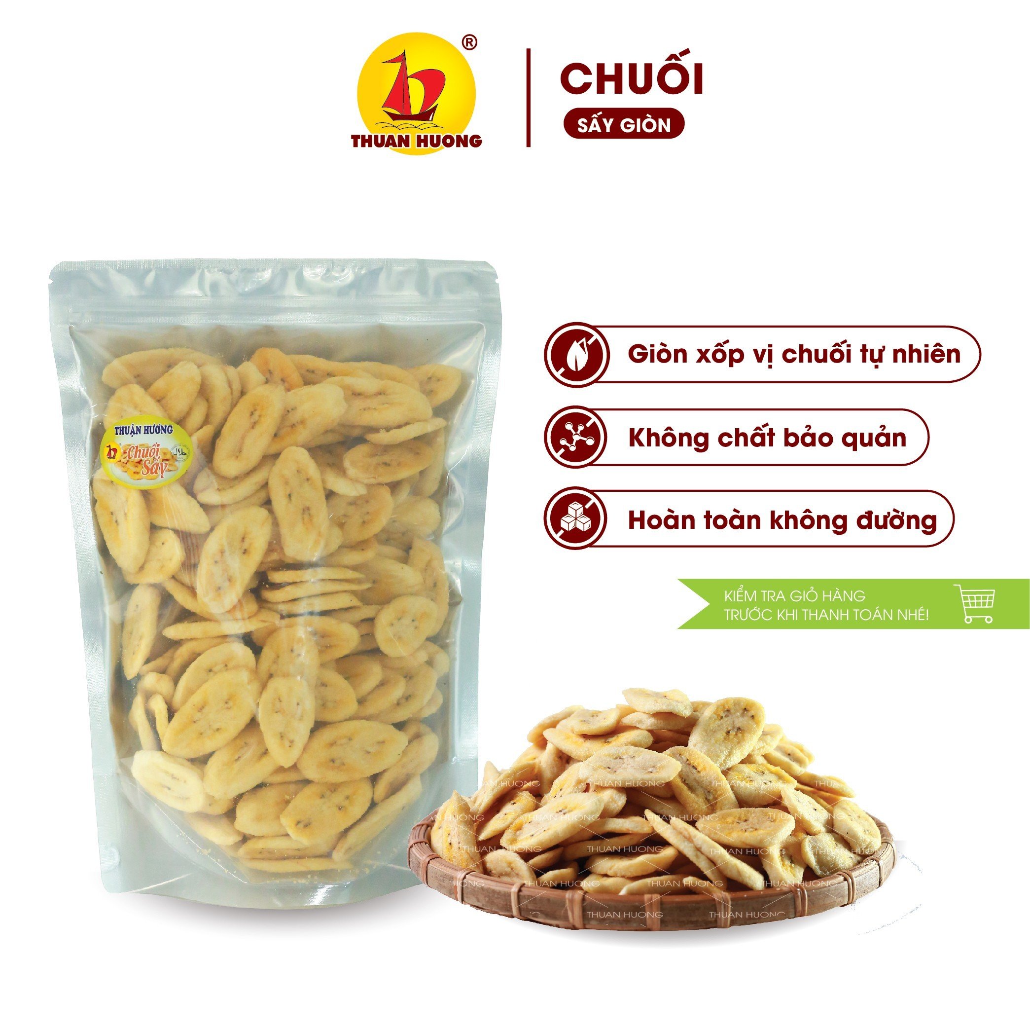 Chuối Sấy Giòn Thuận Hương 500gr túi zip