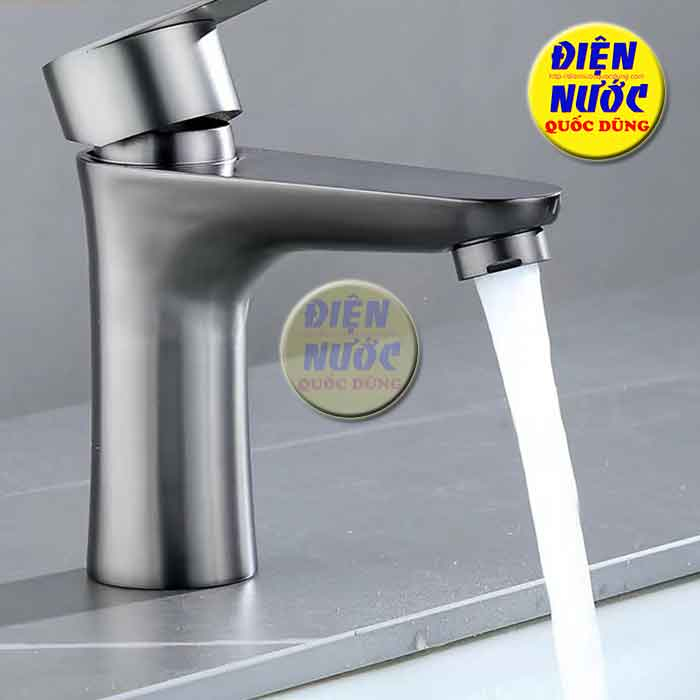 Vòi chậu lavabo nóng lạnh tròn inox 304