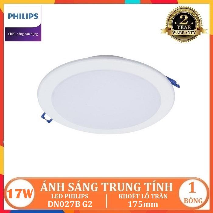 Bộ đèn led âm trần philips dn027b g2 17w led15 d175 downlight dạng tròn